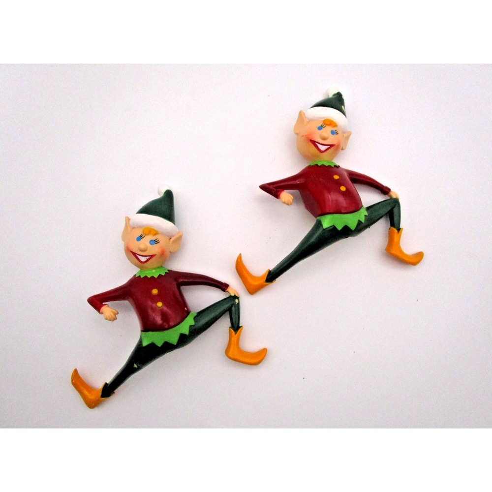 Vintage Sun Hill Elf Stocking Holders 1981 Shelf Sitters Christmas Lot of 2
